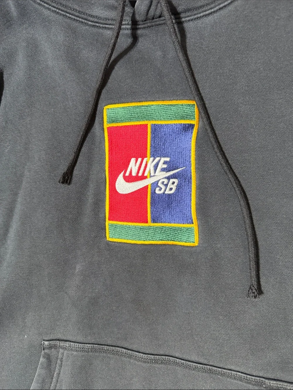 Nike Black Crewneck Hoodie with Multicolor SB Patch